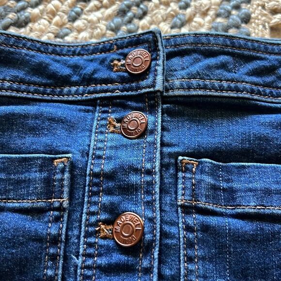 Madewell Stretch A-Line Mini Skirt in Salisbury Wash Patch Pocket Sz 00 - Picture 7 of 11
